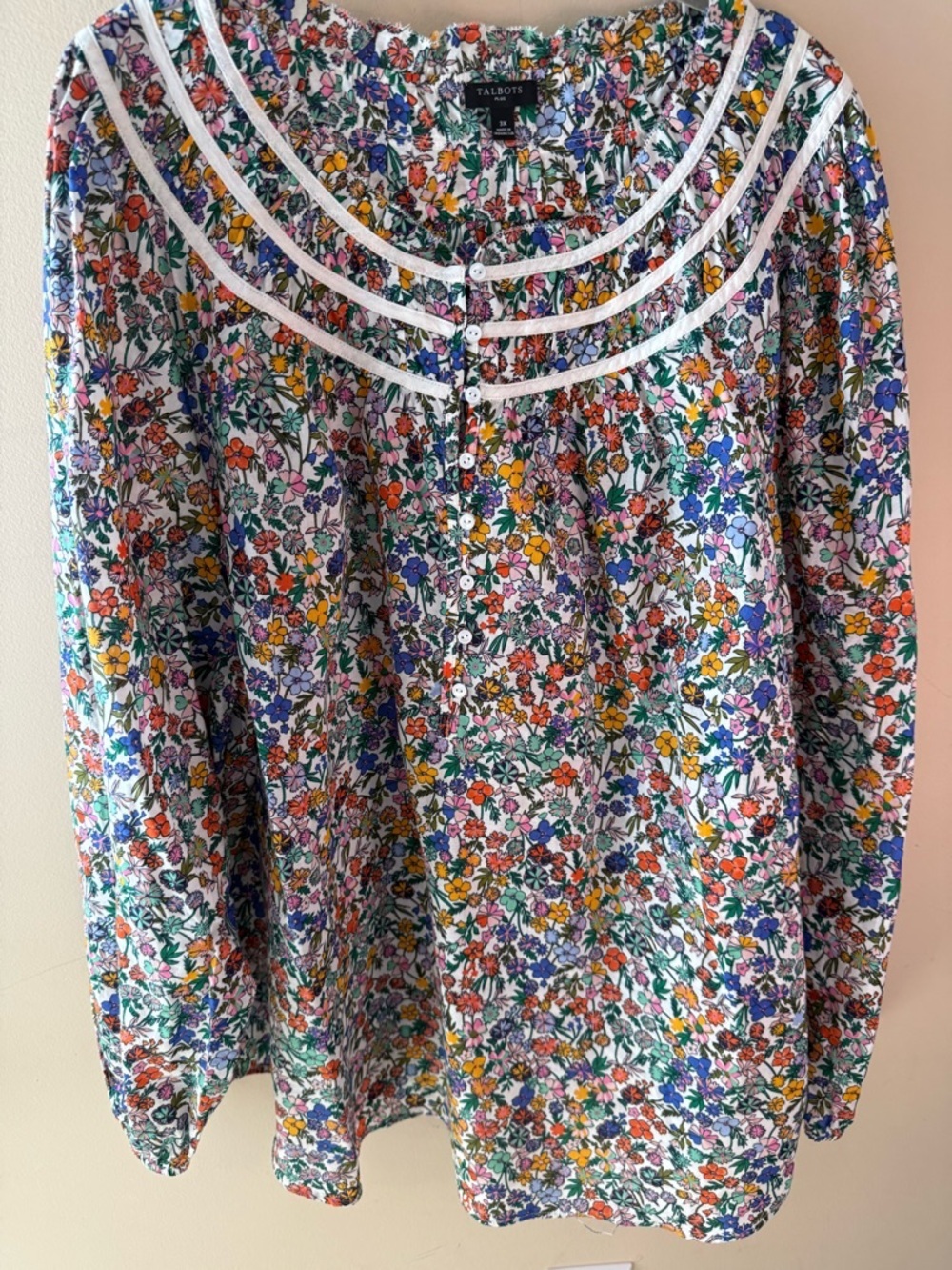 Talbots  Floral Popover Peasant Blouse ditsy cottagecore Button Sz 3X - Picture 5 of 6